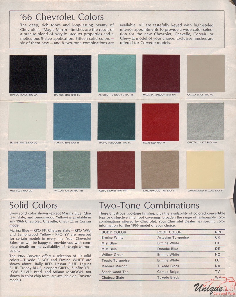 1966 Chev Paint Charts Corporate 1